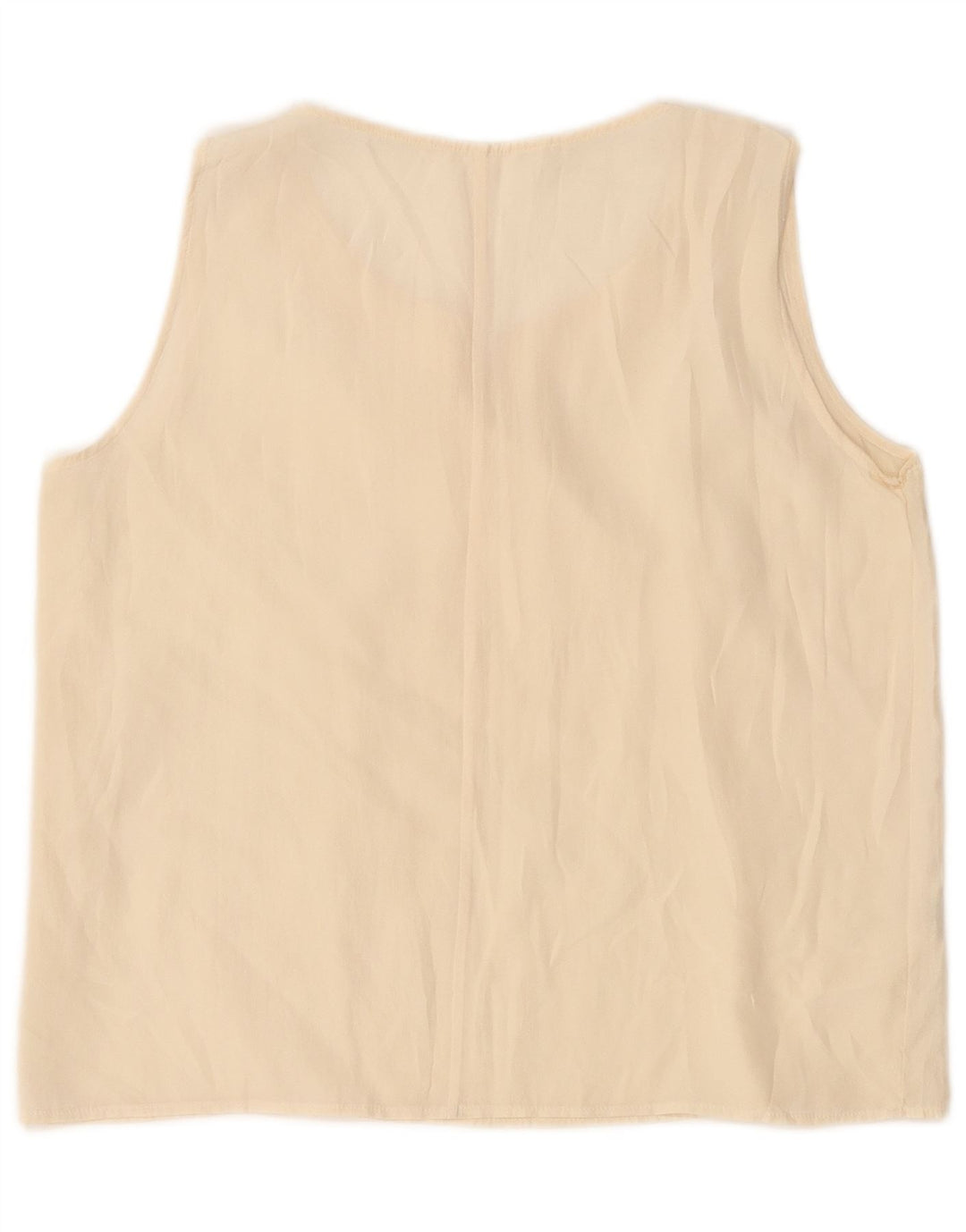 Vintage Γυναικεία Crop Αμάνικη Μπλούζα UK 14 Large Off White Silk