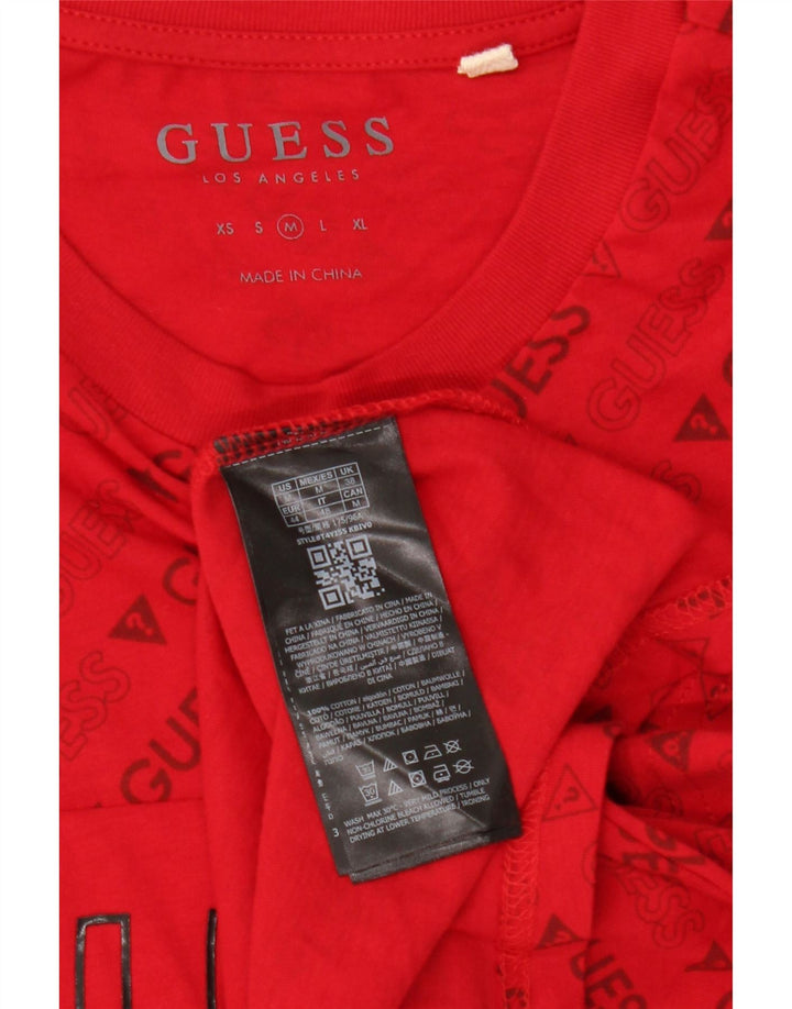 GUESS Ανδρικό γραφικό T-Shirt Top Μεσαίο κόκκινο βαμβακερό