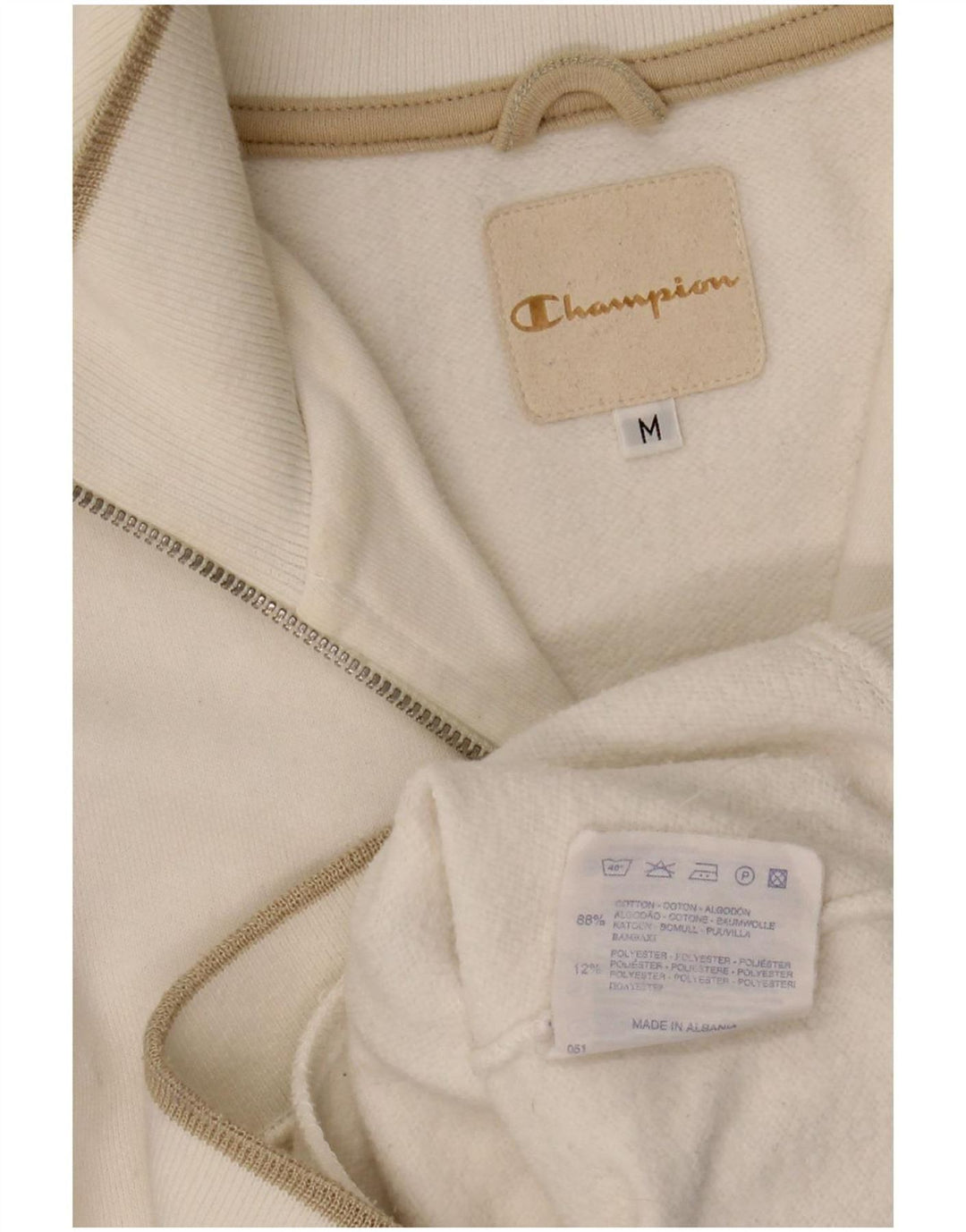 Champion Γυναικείο Φούτερ με φερμουάρ Jumper UK 14 Μεσαίο λευκό βαμβακερό