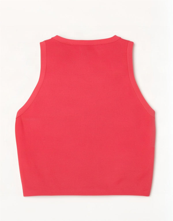 Zara Γυναικείο Crop Vest Top UK 8 Small Pink Viscose