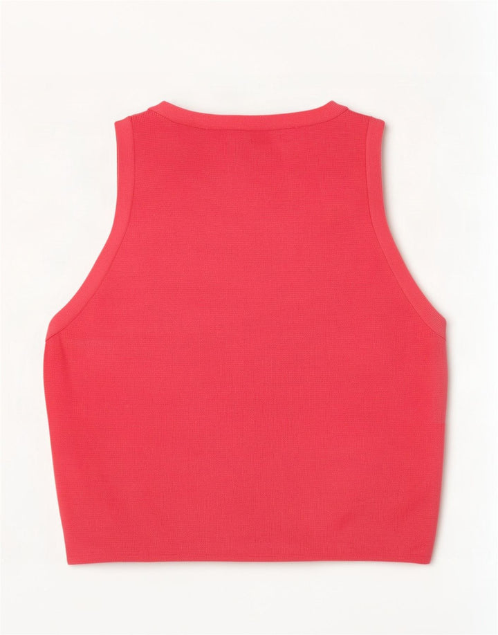 Zara Γυναικείο Crop Vest Top UK 8 Small Pink Viscose