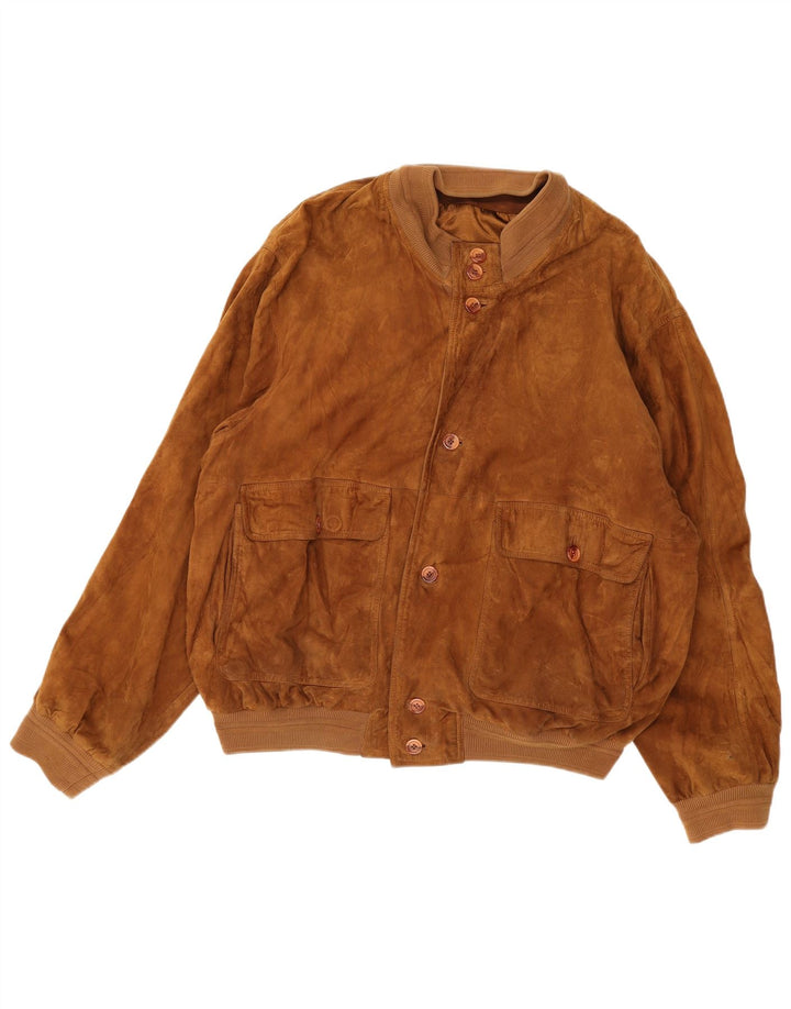 Vintage Ανδρικό Suede Bomber Jacket IT 56 3XL Καφέ