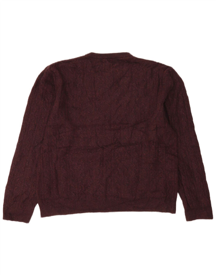 Ανδρικό πουλόβερ Marks & Spencer Regular Fit Crew Neck Jumper μεγάλο μπορντό