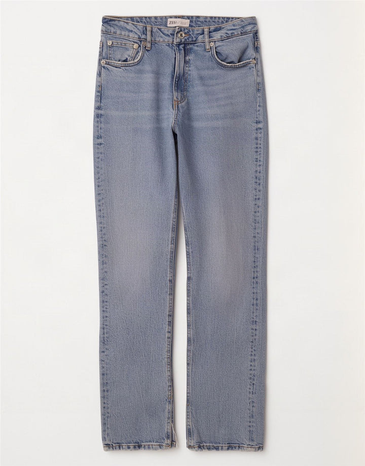 Zara Γυναικείο ίσιο τζιν EU 38 Small W28 L32 Μπλε βαμβακερό