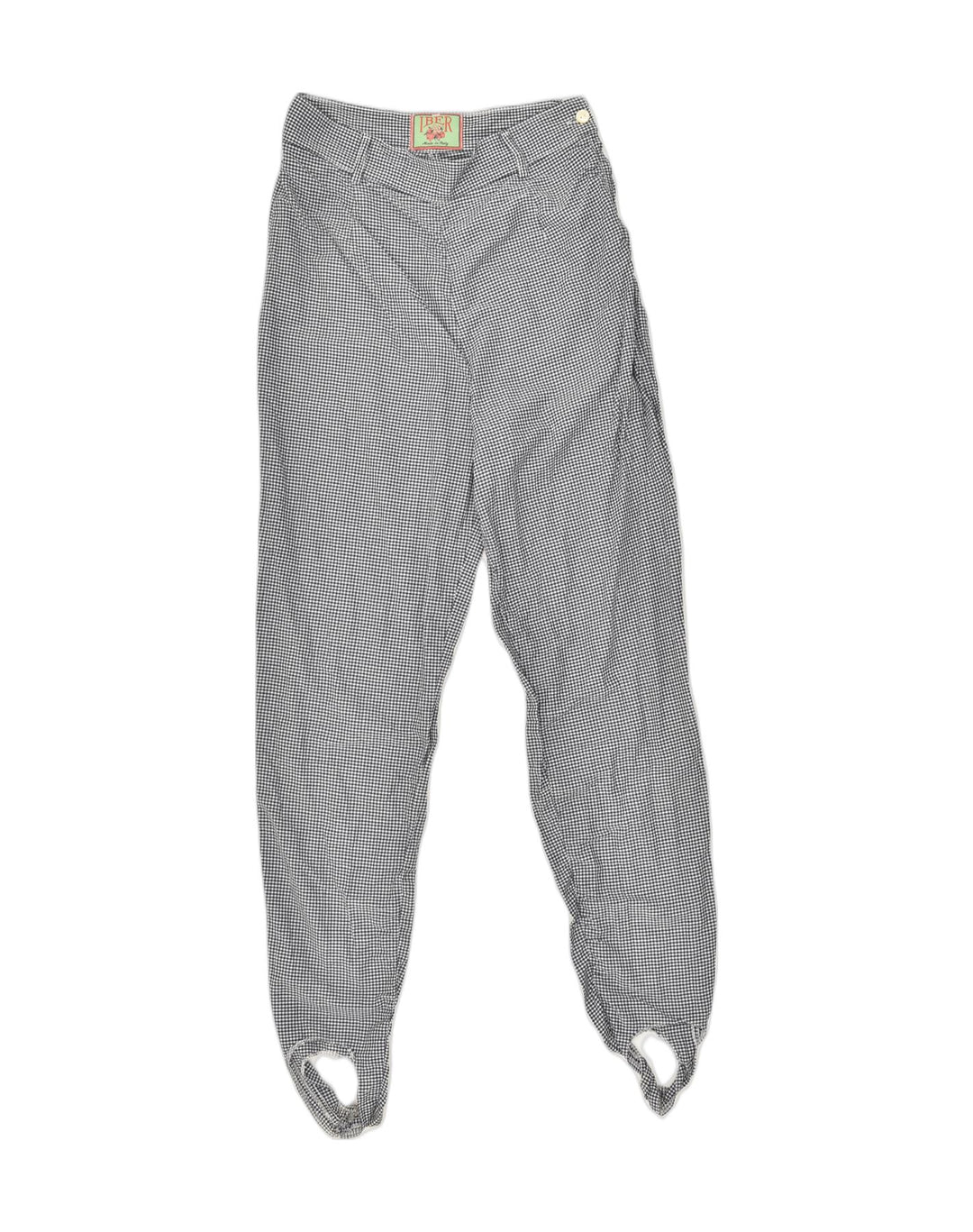 IBER Womens Slim Stirrup Casual Trousers IT 46 Large W30 L30 Grey Gingham | Vintage Iber | Thrift | Second-Hand Iber | Used Clothing | Messina Hembry 