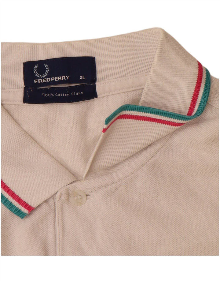 Fred Perry Ανδρικό Πόλο Μπλουζάκι XL Λευκό βαμβακερό ριγέ