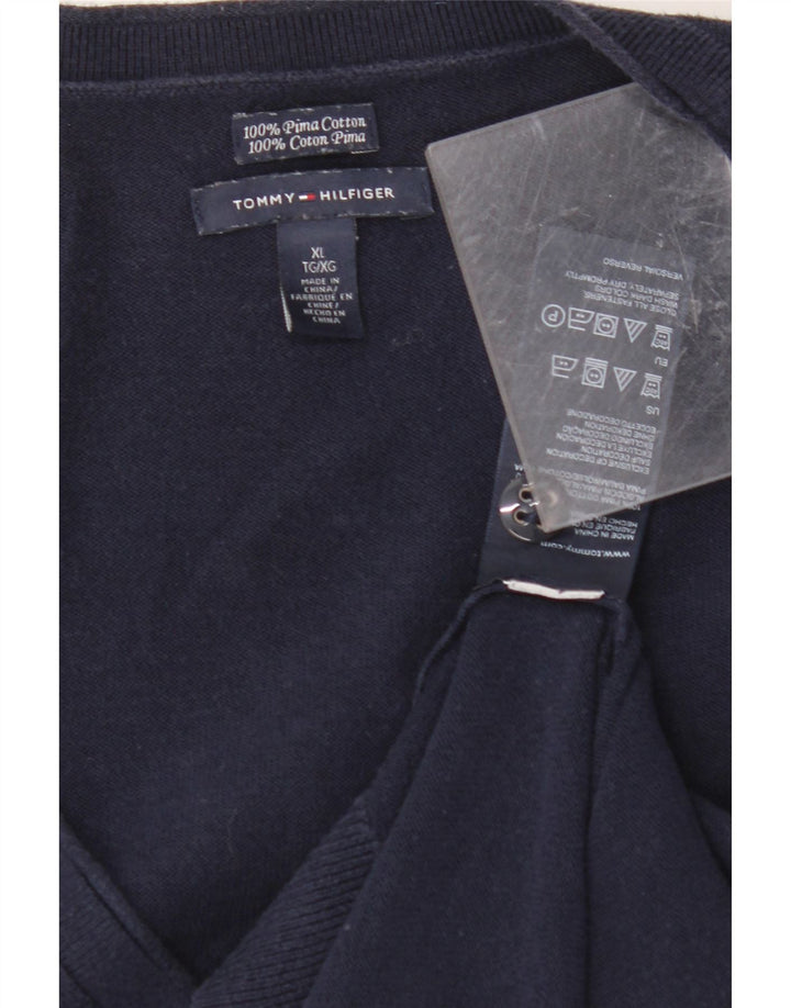 TOMMY HILFIGER Γυναικείο πουλόβερ ζακέτα UK 18 XL Navy Blue Cotton