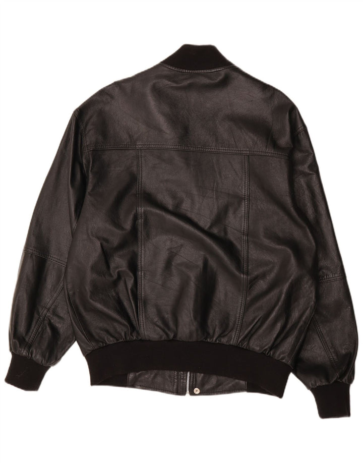 Vintage Mens Bomber Leather Jacket UK 38 Medium Black Leather