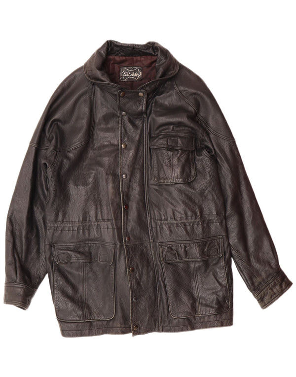 VINTAGE Ανδρικό Δερμάτινο Μπουφάν UK 40 Large Μαύρο Δερμάτινο