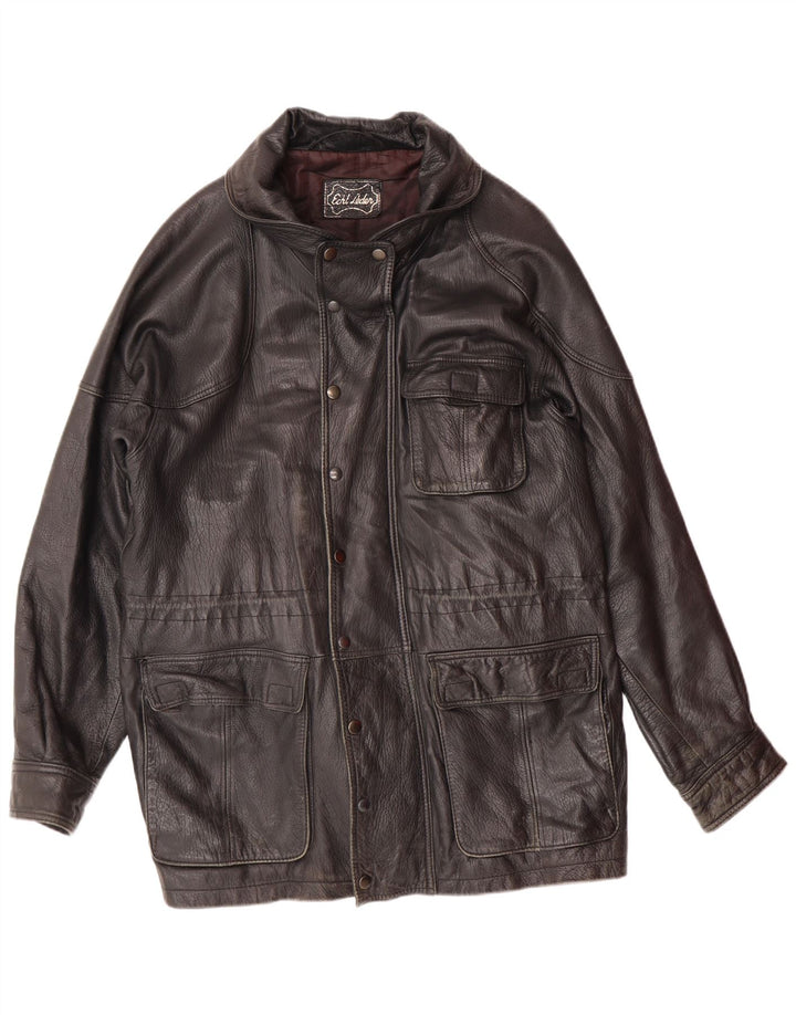 VINTAGE Ανδρικό Δερμάτινο Μπουφάν UK 40 Large Μαύρο Δερμάτινο