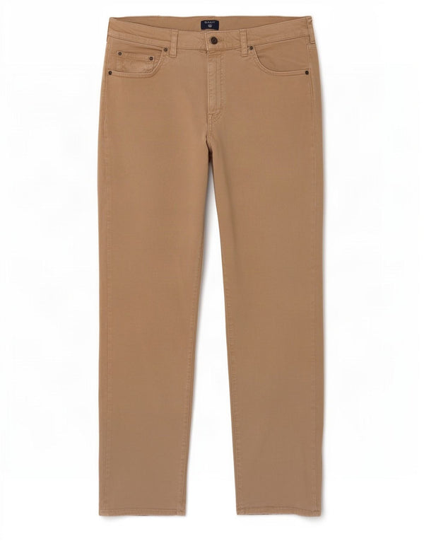 Gant Mens Regular Straight Casual Trousers W34 L32 Beige Cotton