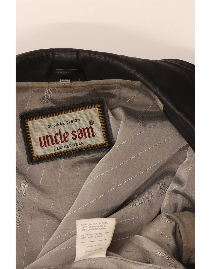 Uncle Sam Mens Leather Gilet Large Black Leather