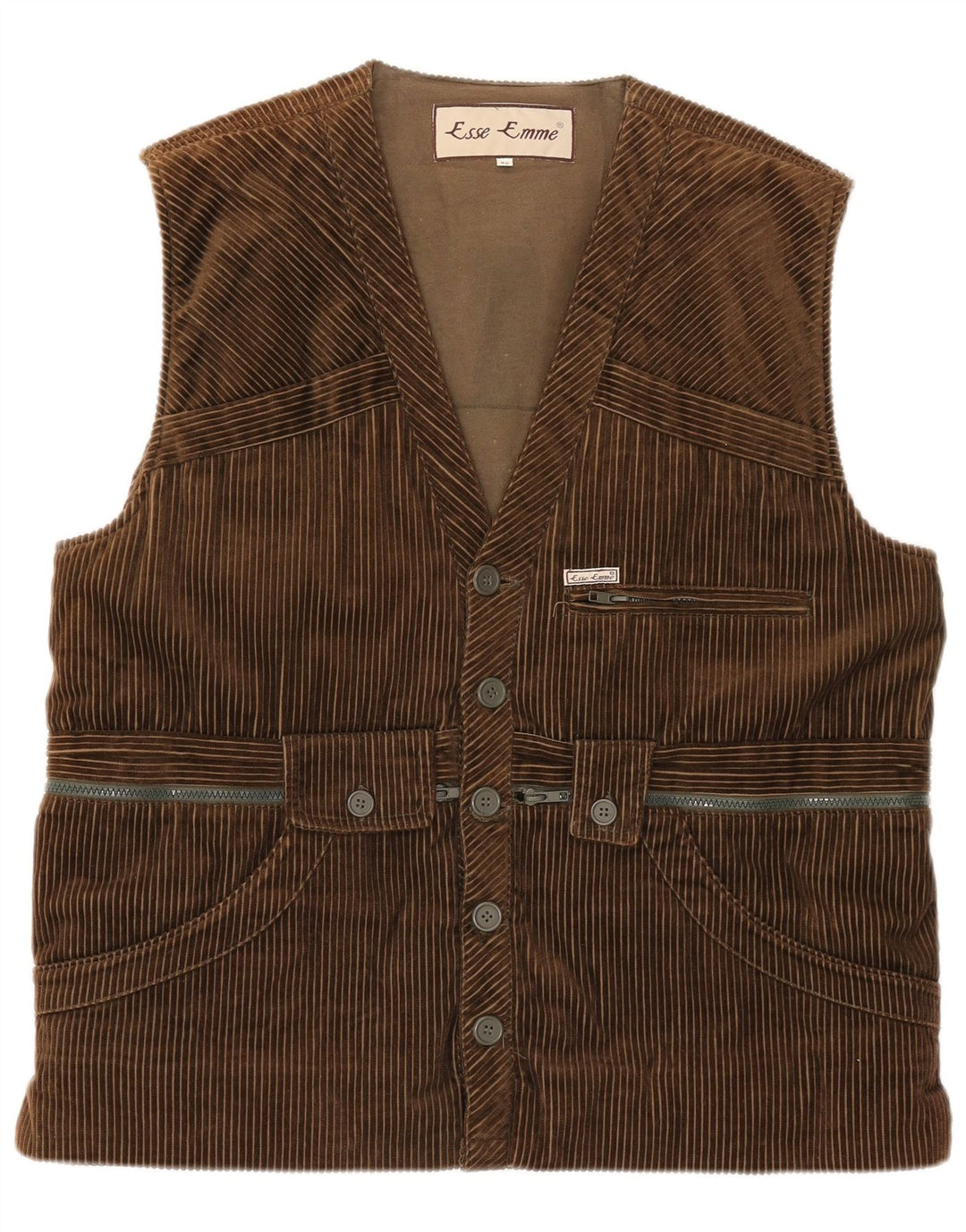 ESSE EMME Ανδρικό Κοτλέ Gilet IT 48 Μεσαίο Χακί Βαμβάκι