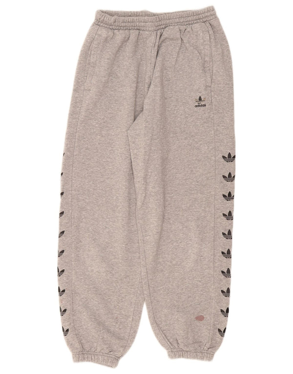 Γυναικεία αθλητική φόρμα γραφικών Adidas Παντελόνι Joggers UK 12 Medium Grey Flecked