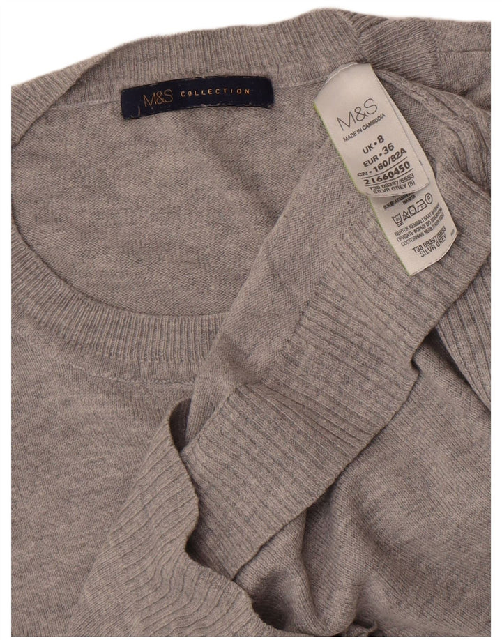 Marks & Spencer Γυναικείο πουλόβερ με λαιμό σκάφος UK 8 Small Grey Flecked