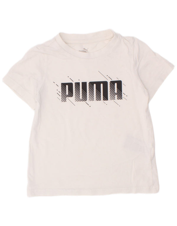 Puma Boys Graphic T-Shirt Top 5-6 ετών Λευκό βαμβακερό