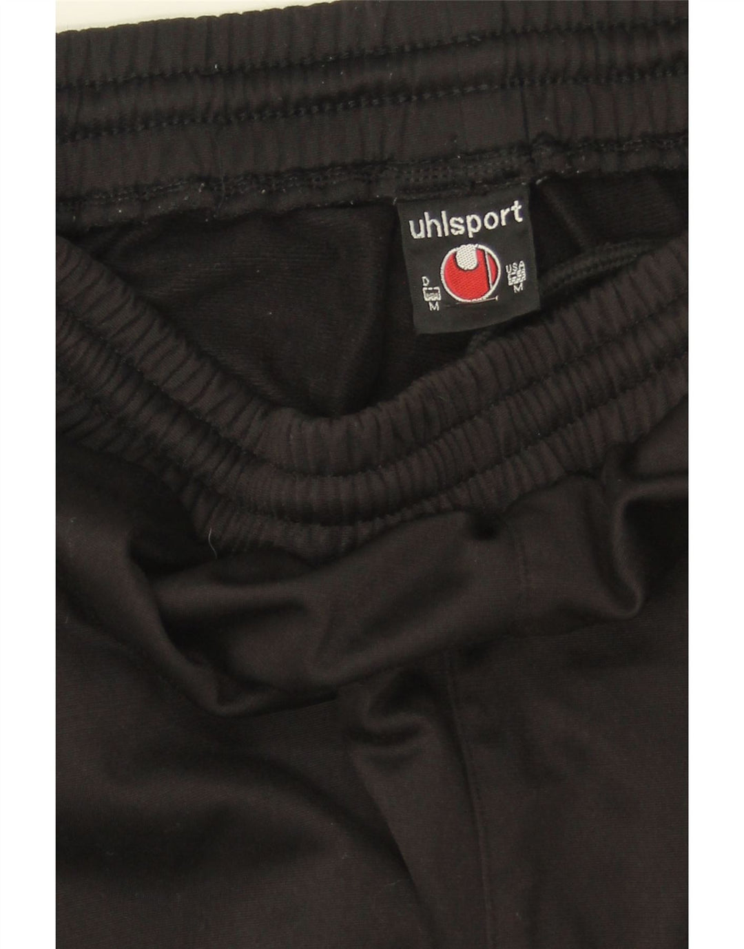UHLSPORT Mens Graphic Tracksuit Trousers UK 38/40 Medium  Black Polyester Vintage Uhlsport and Second-Hand Uhlsport from Messina Hembry 