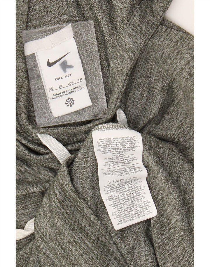 NIKE γυναικείο Dri Fit Hoodie Jumper UK 6 XS Χακί με λυγισμένο πολυεστέρα