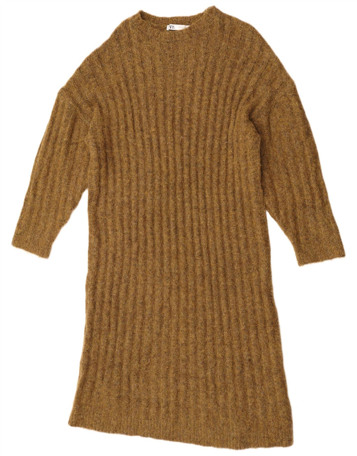 Γυναικείο φόρεμα υπερμεγέθους ZARA UK 14 Medium Khaki Nylon