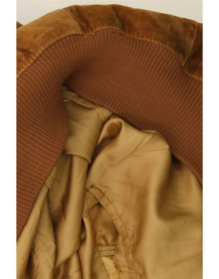 Vintage Ανδρικό Suede Bomber Jacket UK 40 Large Beige Leather