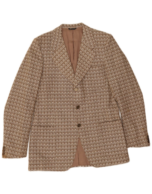 Vintage Ανδρικό τζάκετ Blazer 3 κουμπιών IT 52 XL Καφέ γεωμετρικό μαλλί