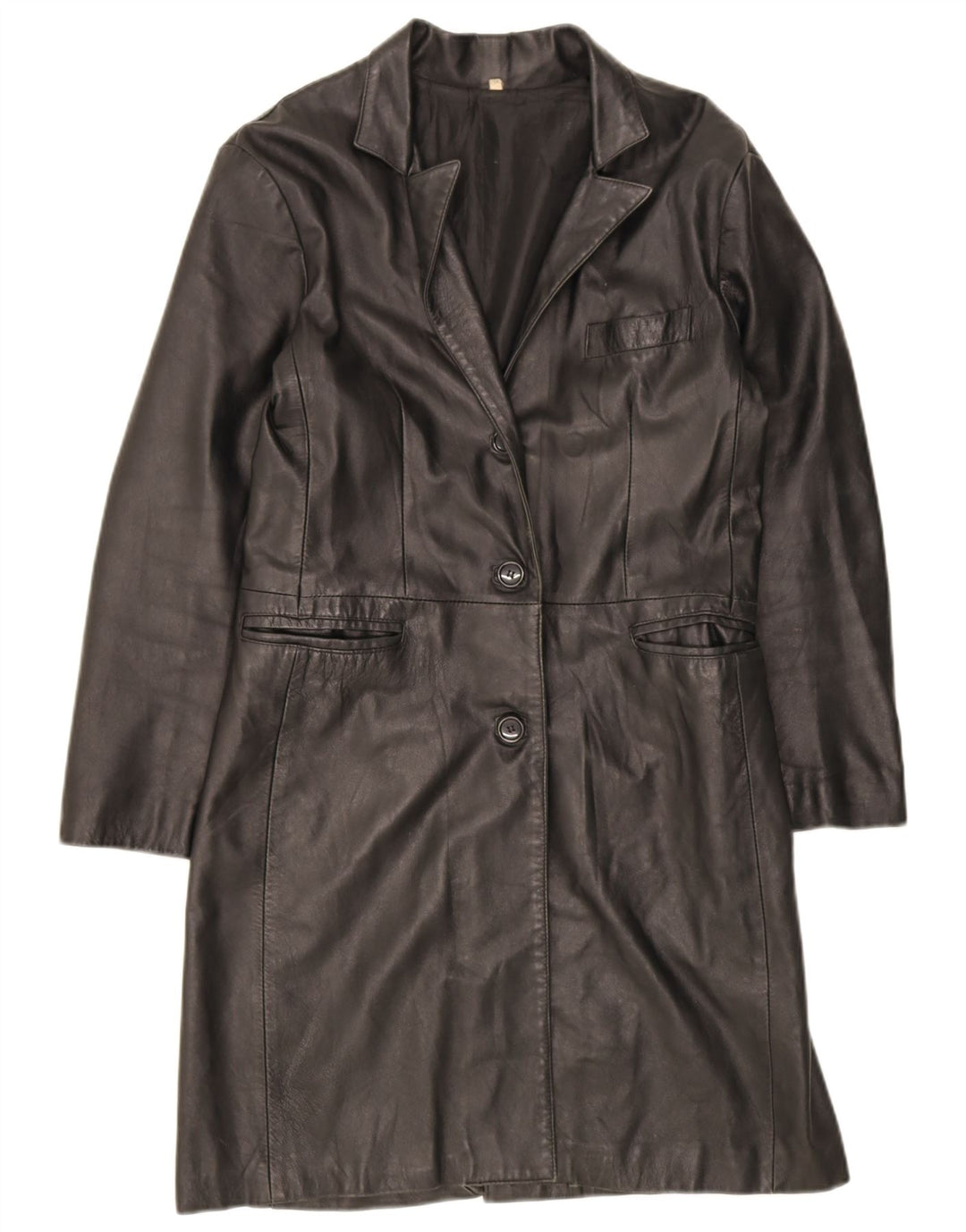 Vintage γυναικείο δερμάτινο παλτό UK 18 XL μαύρο δέρμα
