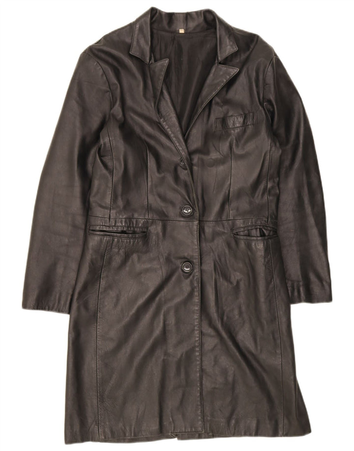 Vintage γυναικείο δερμάτινο παλτό UK 18 XL μαύρο δέρμα