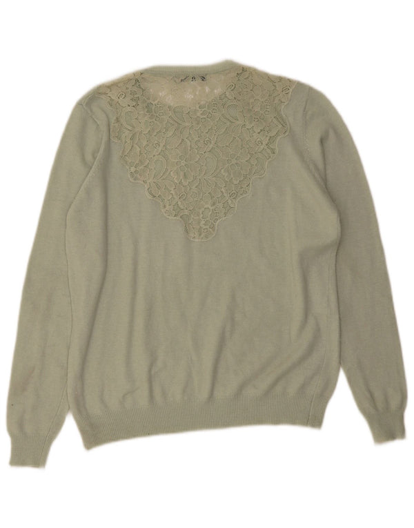 Zara Γυναικείο πουλόβερ με λαιμόκοψη UK 14 Large Green