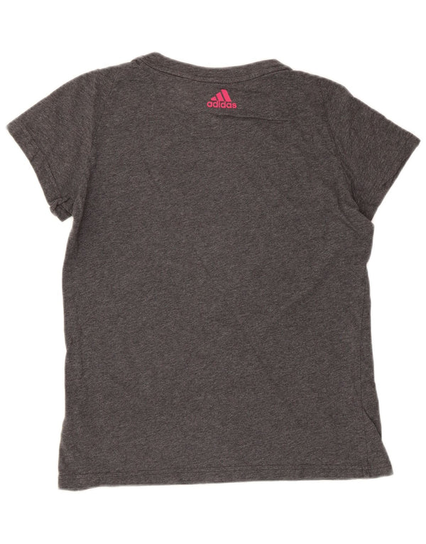 Adidas Womens Graphic T-Shirt Top UK 12/14 Medium Grey Cotton