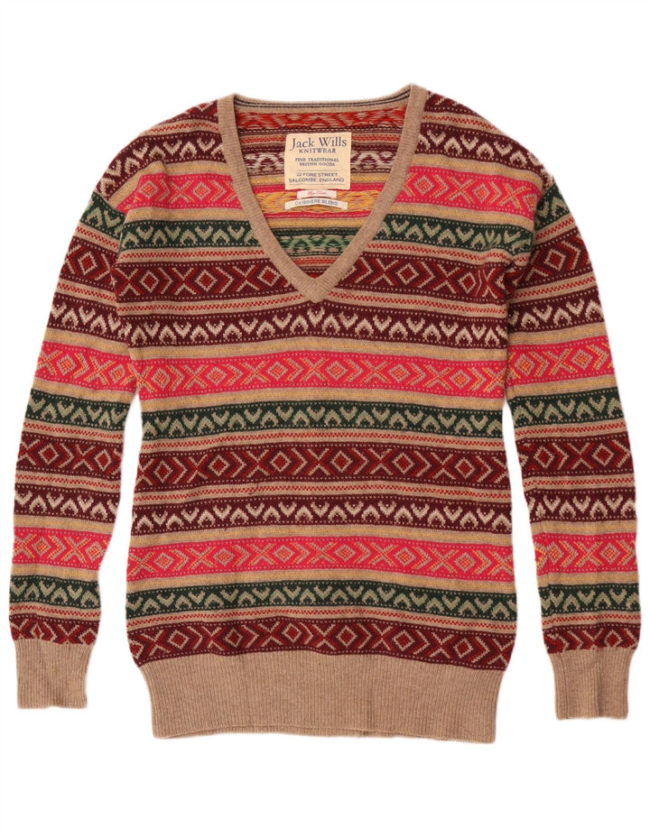Jack Wills Γυναικείο πουλόβερ με λαιμόκοψη με V λαιμόκοψη UK 12 Medium πολύχρωμο
