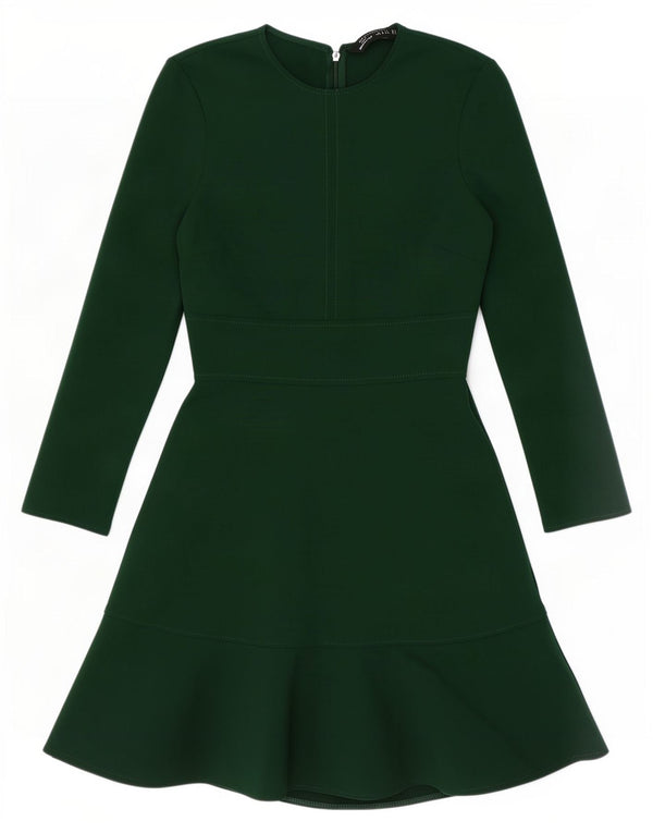 Zara Γυναικείο μακρυμάνικο φόρεμα A-Line UK 10 Small Green Polyester