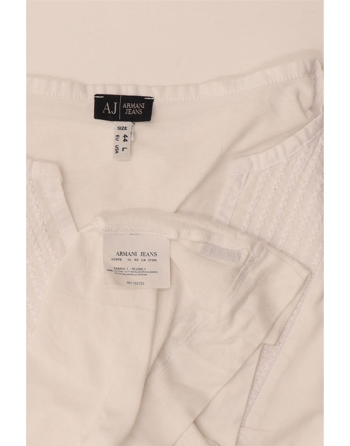 Armani Jeans Γυναικεία Μπλούζα Τοπ UK 16 Μεγάλη Λευκή Βαμβακερή