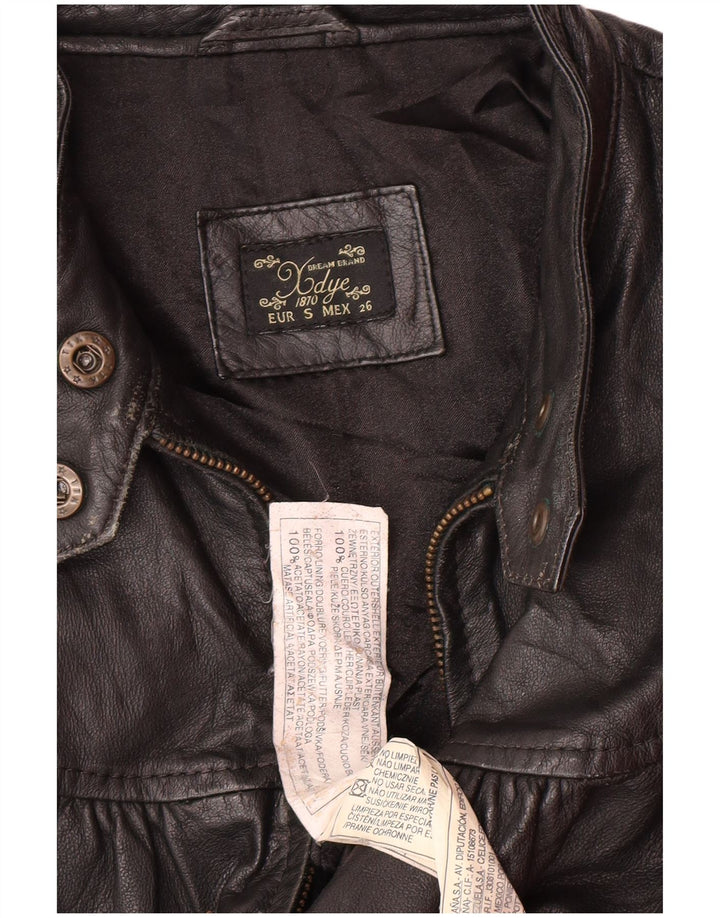 XDYE Γυναικείο Δερμάτινο Μπουφάν UK 10 Small Black Leather Biker