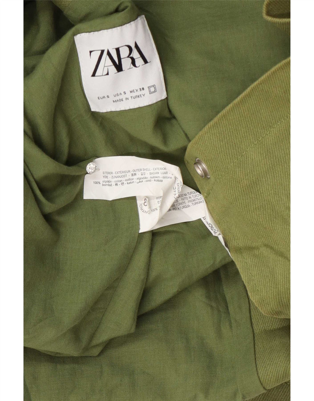 Zara Ανδρικό Bomber Jacket UK 36 Small Green Cotton