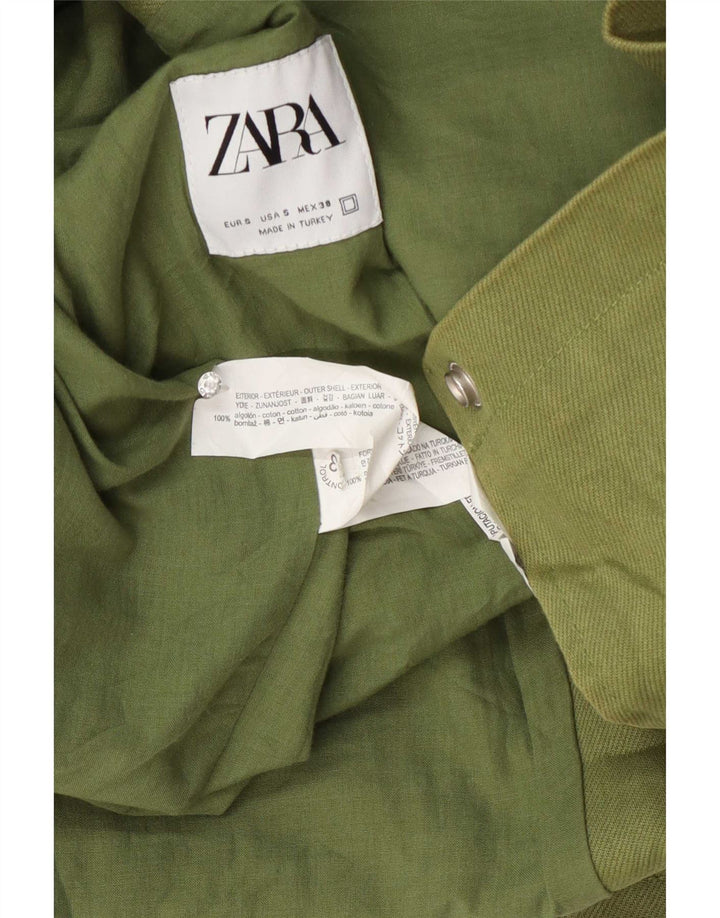 Zara Ανδρικό Bomber Jacket UK 36 Small Green Cotton