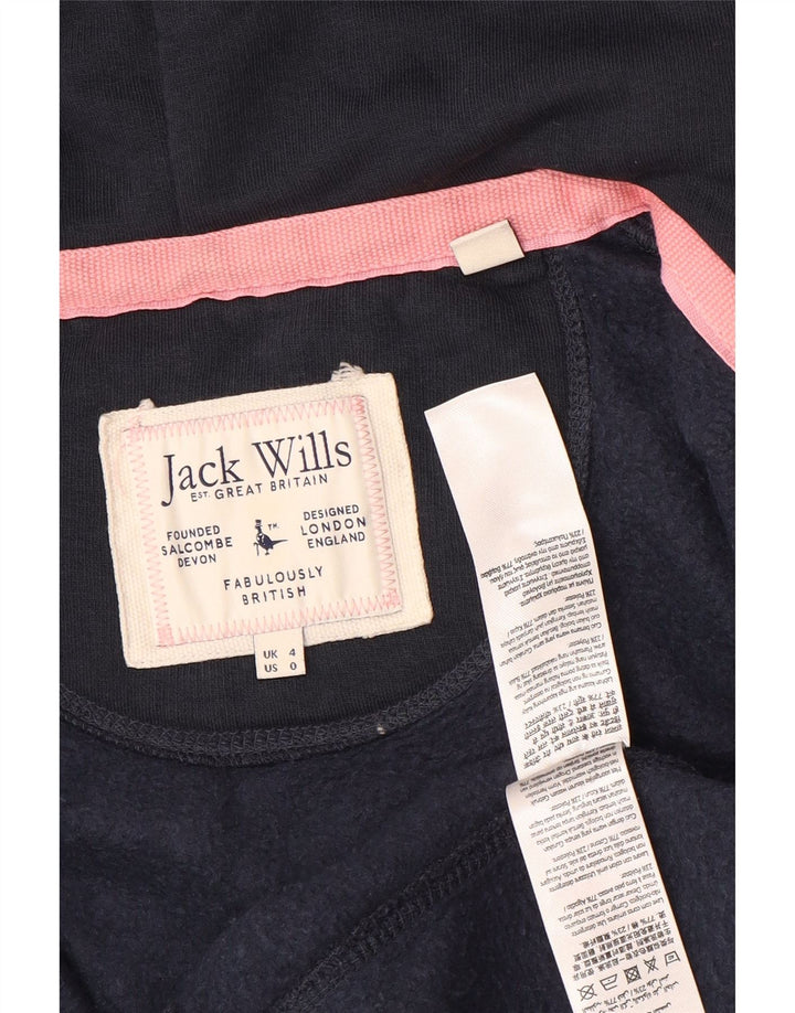 JACK WILLS Γυναικείο πουλόβερ με κουκούλα με φερμουάρ UK 4 XS Navy Blue Cotton