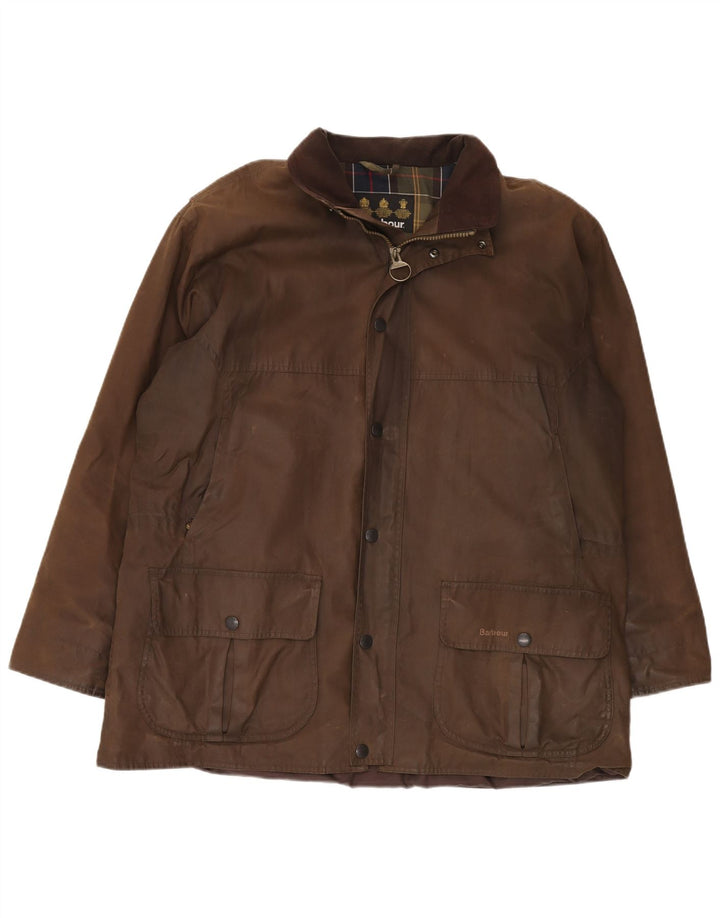 BARBOUR Ανδρικό κερωμένο βαμβακερό μπουφάν UK 42 XL καφέ πολυουρεθάνης