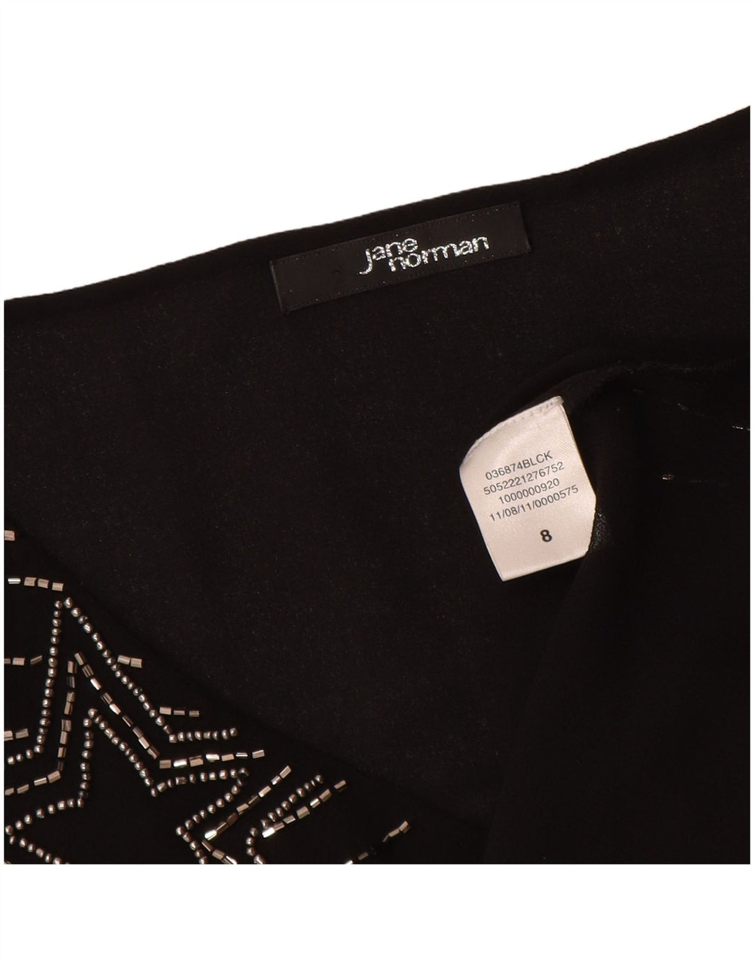 JANE NORMAN Γυναικεία μπλούζα αμάνικη μπλούζα UK 8 Small Black ριγέ