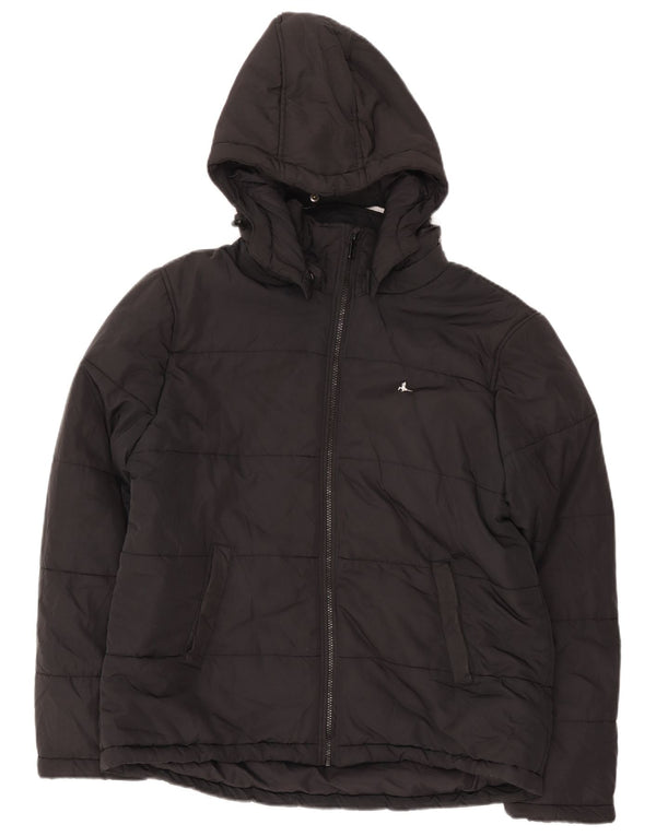 Jack Wills Mens Hooded Padded Jacket UK 42 XL Black Polyester