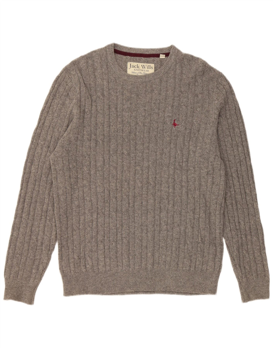 JACK WILLS Ανδρικό πουλόβερ με λαιμόκοψη XL Γκρι Μαλλί Merino