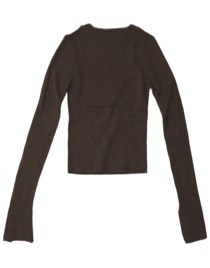 Γυναικείο πουλόβερ ZARA Crop Boat Neck Jumper UK 8 Small Brown