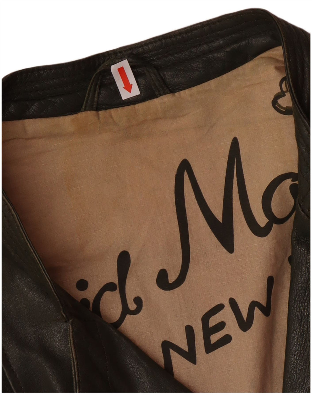 DAVID MOORE Γυναικείο Crop Biker Jacket UK 16 Large Green Colourblock Δερμάτινο