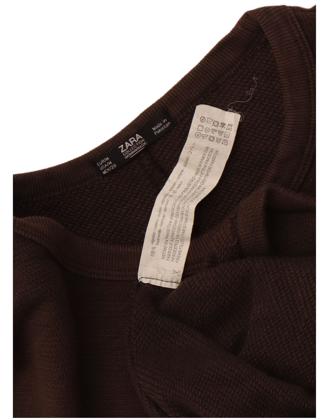 Zara Γυναικείο T-Shirt Φόρεμα UK 14 μεσαίο καφέ βαμβακερό