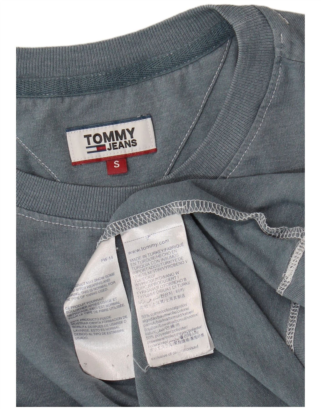 TOMMY HILFIGER Γυναικείο Crop γραφικό T-shirt Top UK 10 Small Grey Cotton