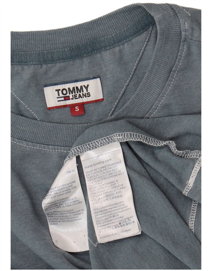 TOMMY HILFIGER Γυναικείο Crop γραφικό T-shirt Top UK 10 Small Grey Cotton