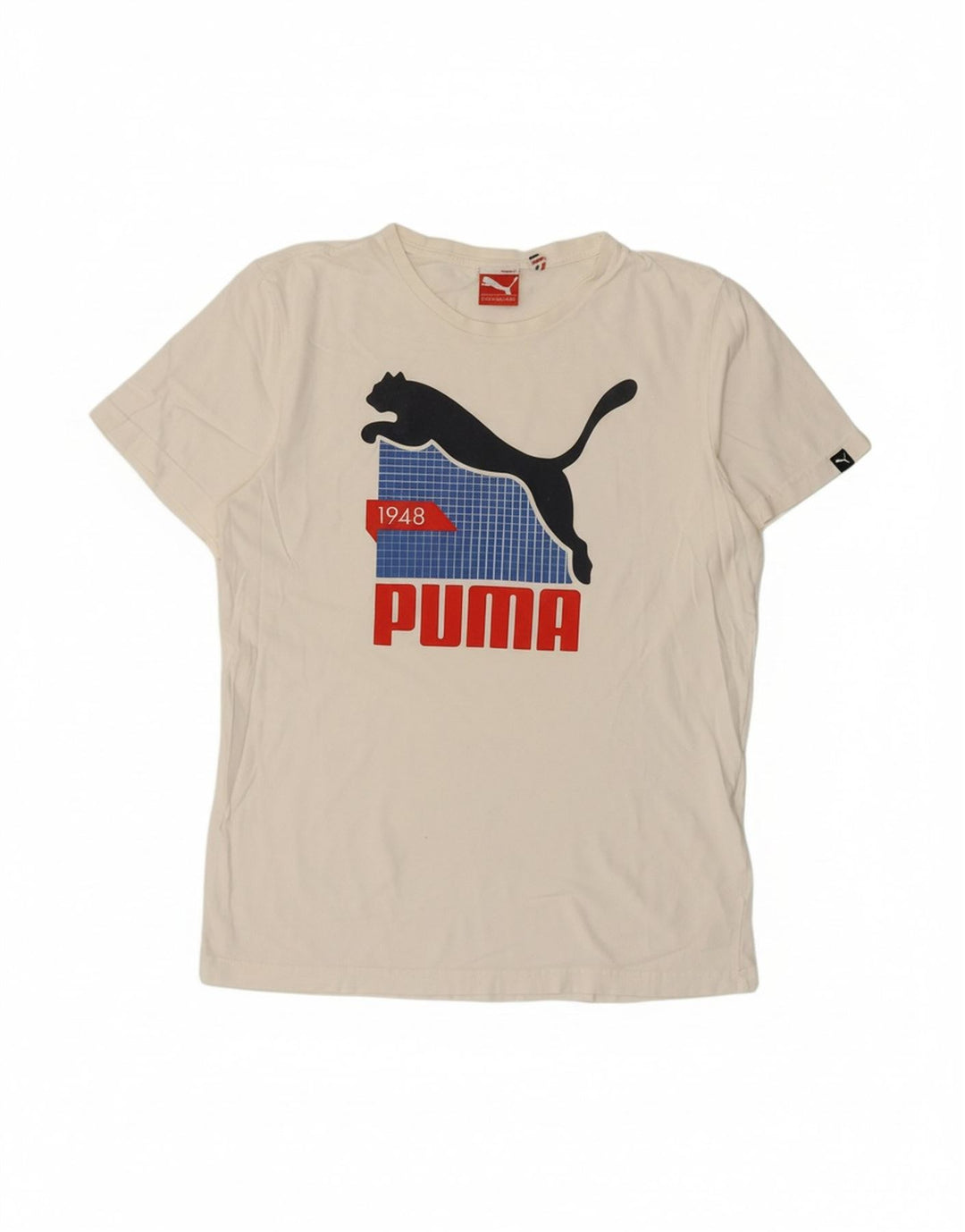 PUMA Mens Graphic T-Shirt Top Medium White Cotton