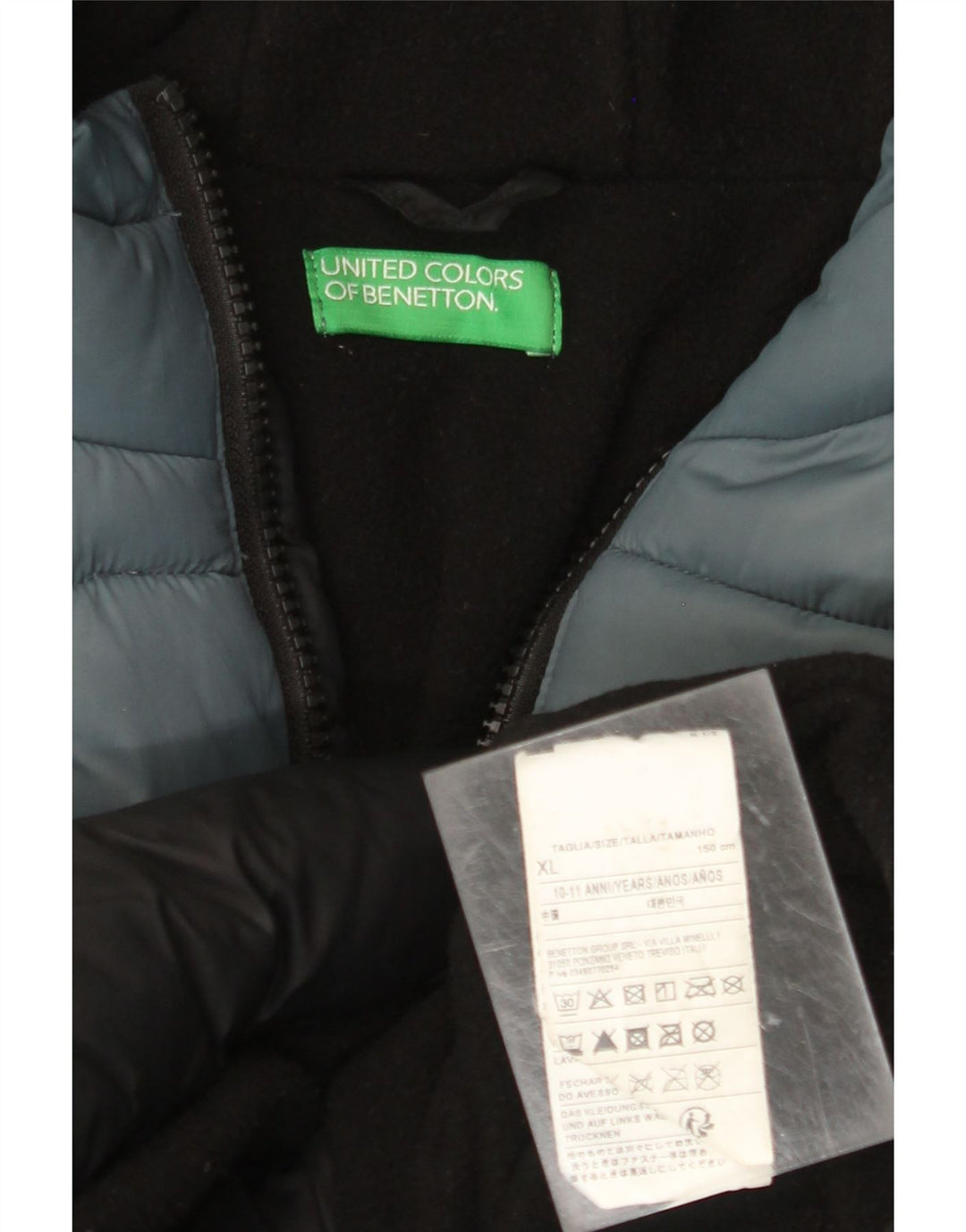 Μπουφάν BENETTON Boys Graphic Padded Jacket 10-11 Years XL Black Colourblock