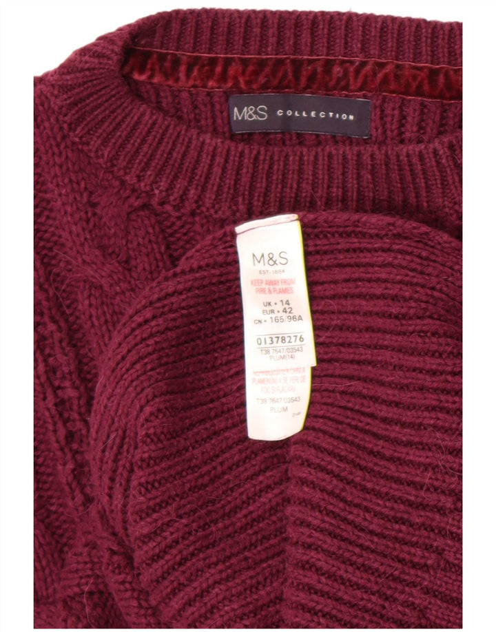 Marks & Spencer Γυναικείο πουλόβερ με λαιμόκοψη UK 14 Medium Maroon