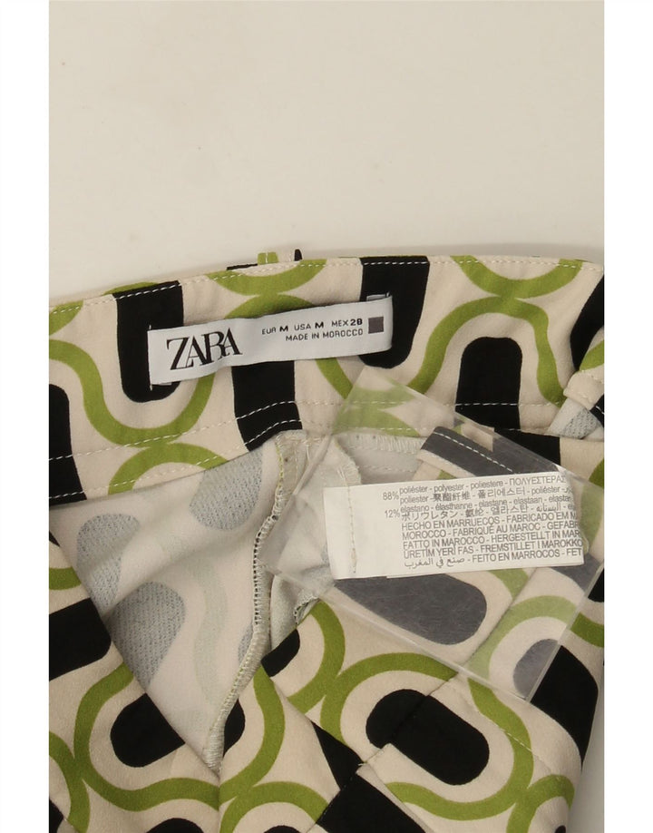 Zara Γυναικείο Bootcut Casual Παντελόνι Medium W28 L26 Πράσινο γεωμετρικό