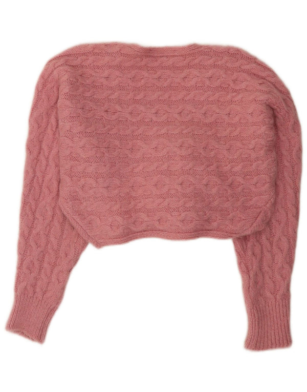 Zara Γυναικείο πουλόβερ ζακέτα υπερμεγέθη UK 10 Small Pink Acrylic